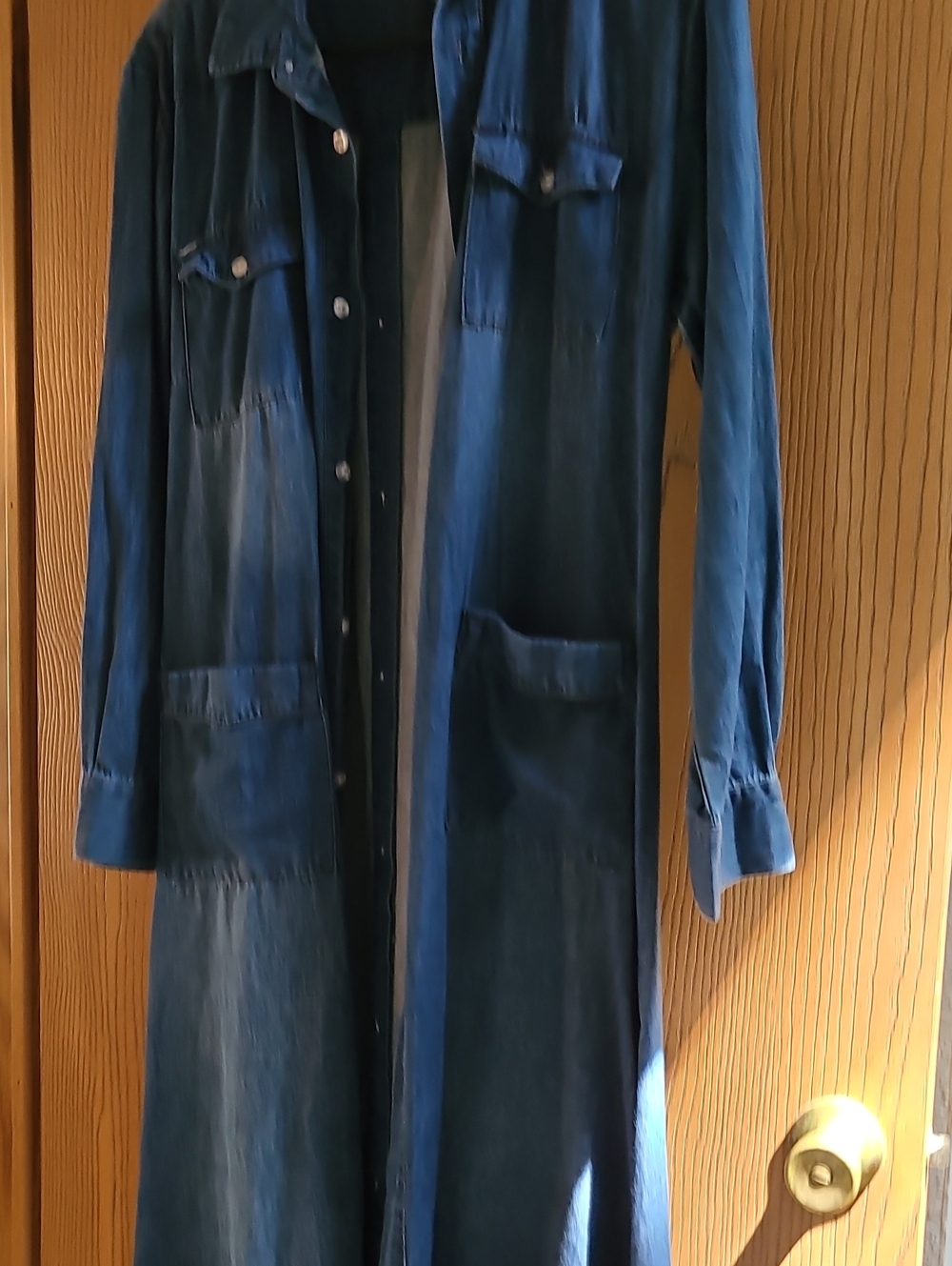 Long Denim Shirt Jacket - Blue
